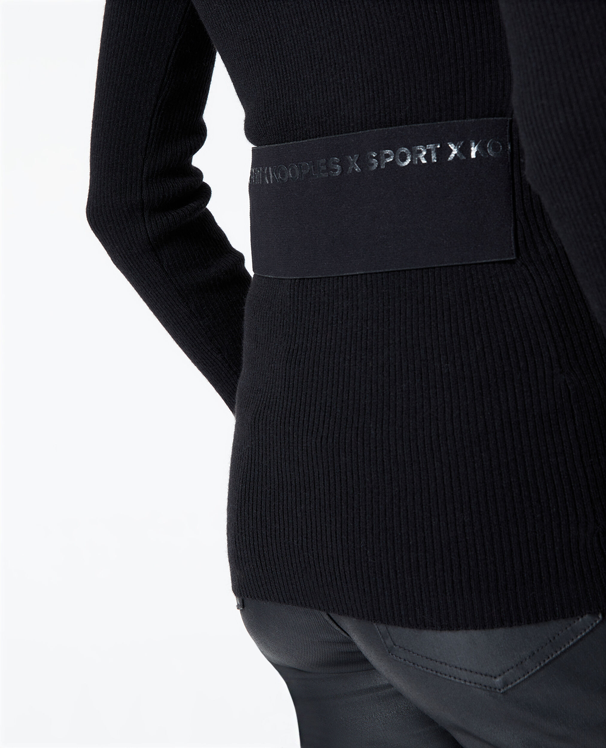 Fitted black merino wool sweater, BLACK, hi-res image number null