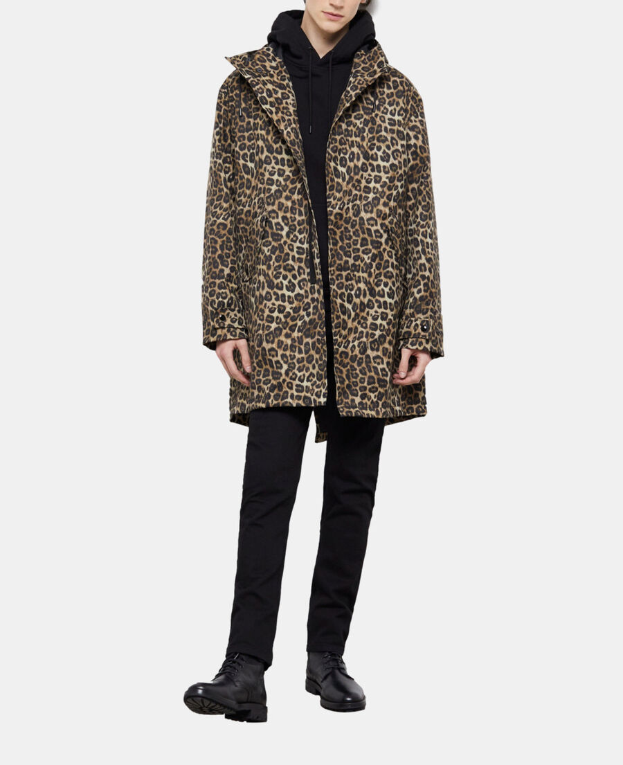 parka longue capuche léopard