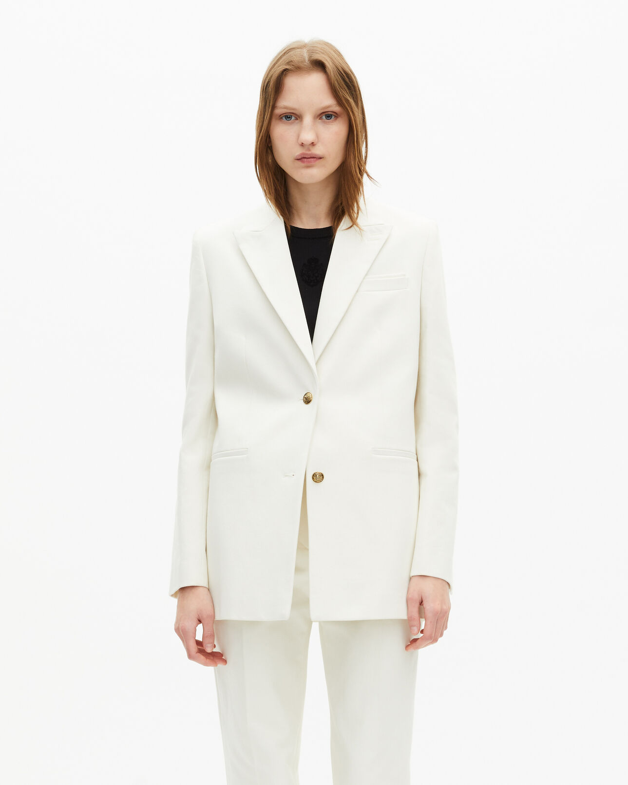 The Kooples WOMEN WHITE ecru cotton suit jacket
