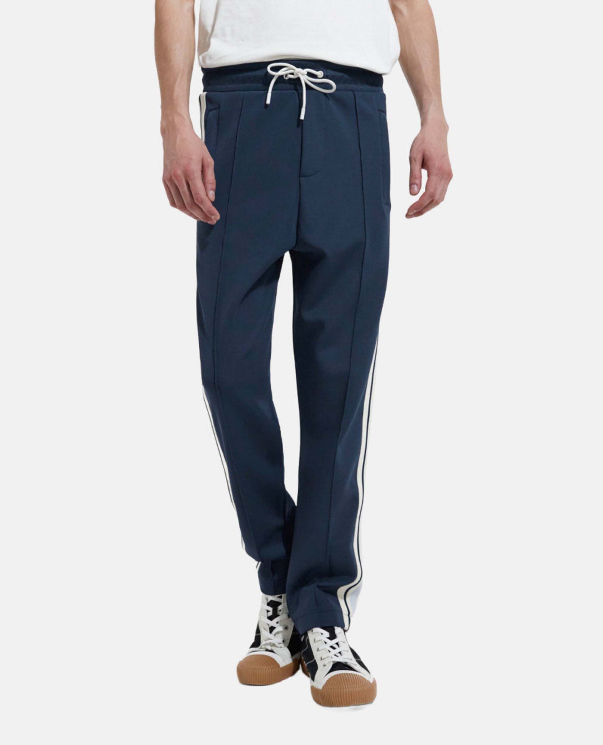 Jogging ample bleu marine bandes écrues, NAVY, hi-res image number null
