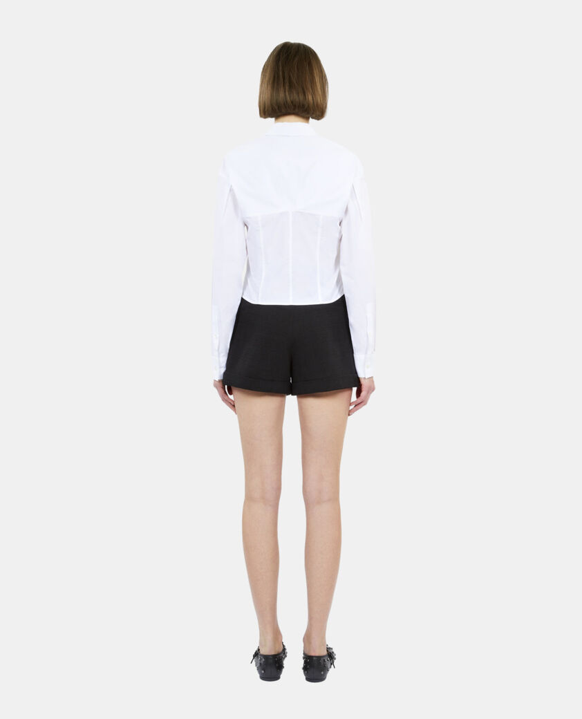 The Kooples MUJER WHITE camisa blanca pespuntes tipo cors&eacute;