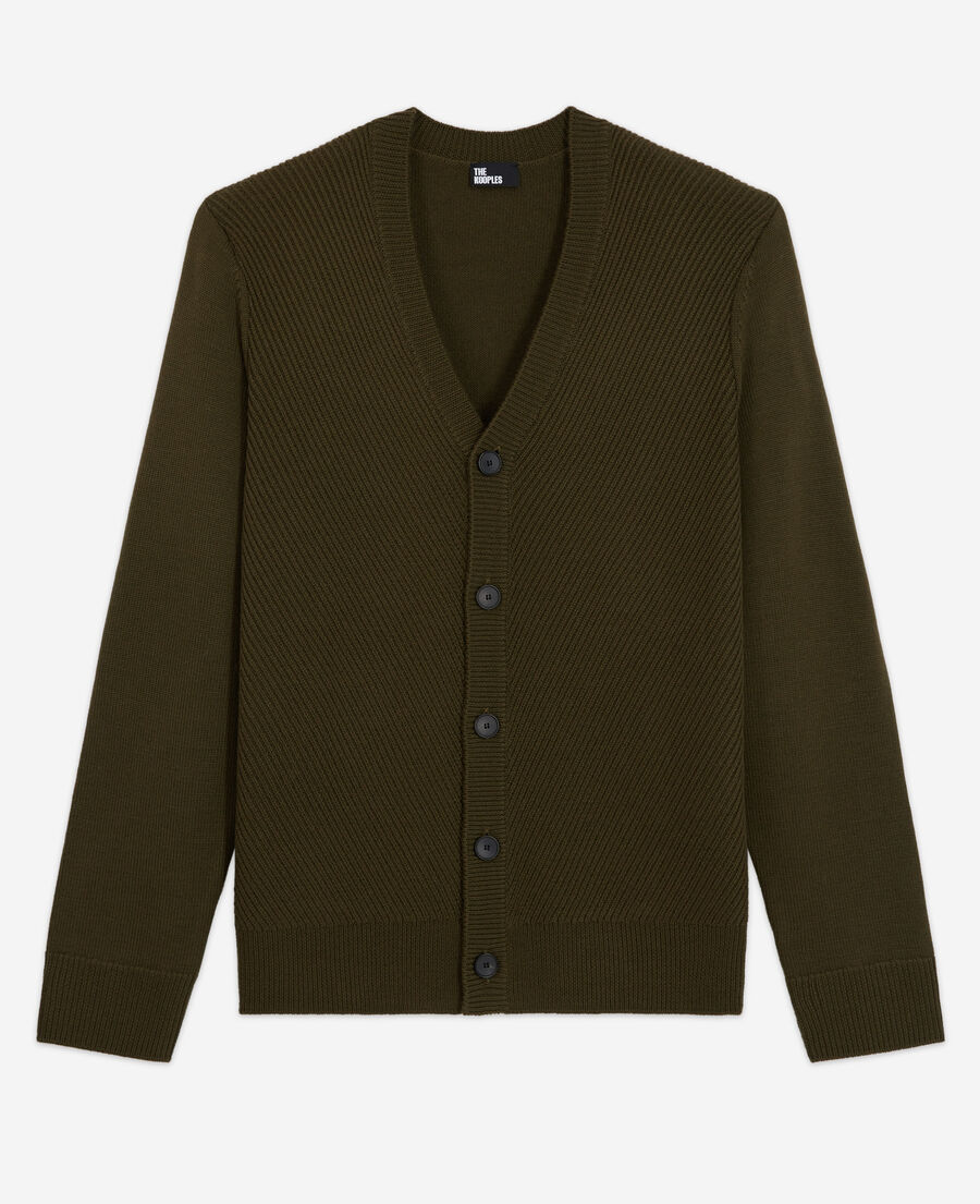 khaki wool cardigan