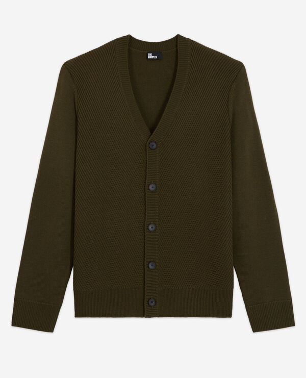 khaki wool cardigan