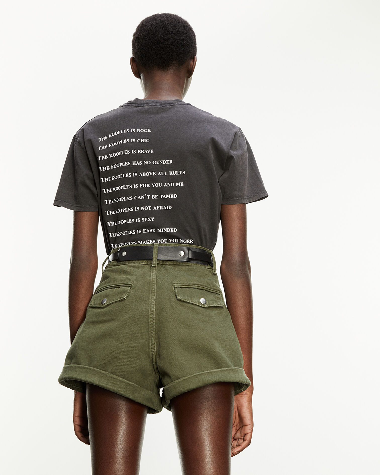 Stretch linen khaki shorts with pockets, KAKI, hi-res image number null
