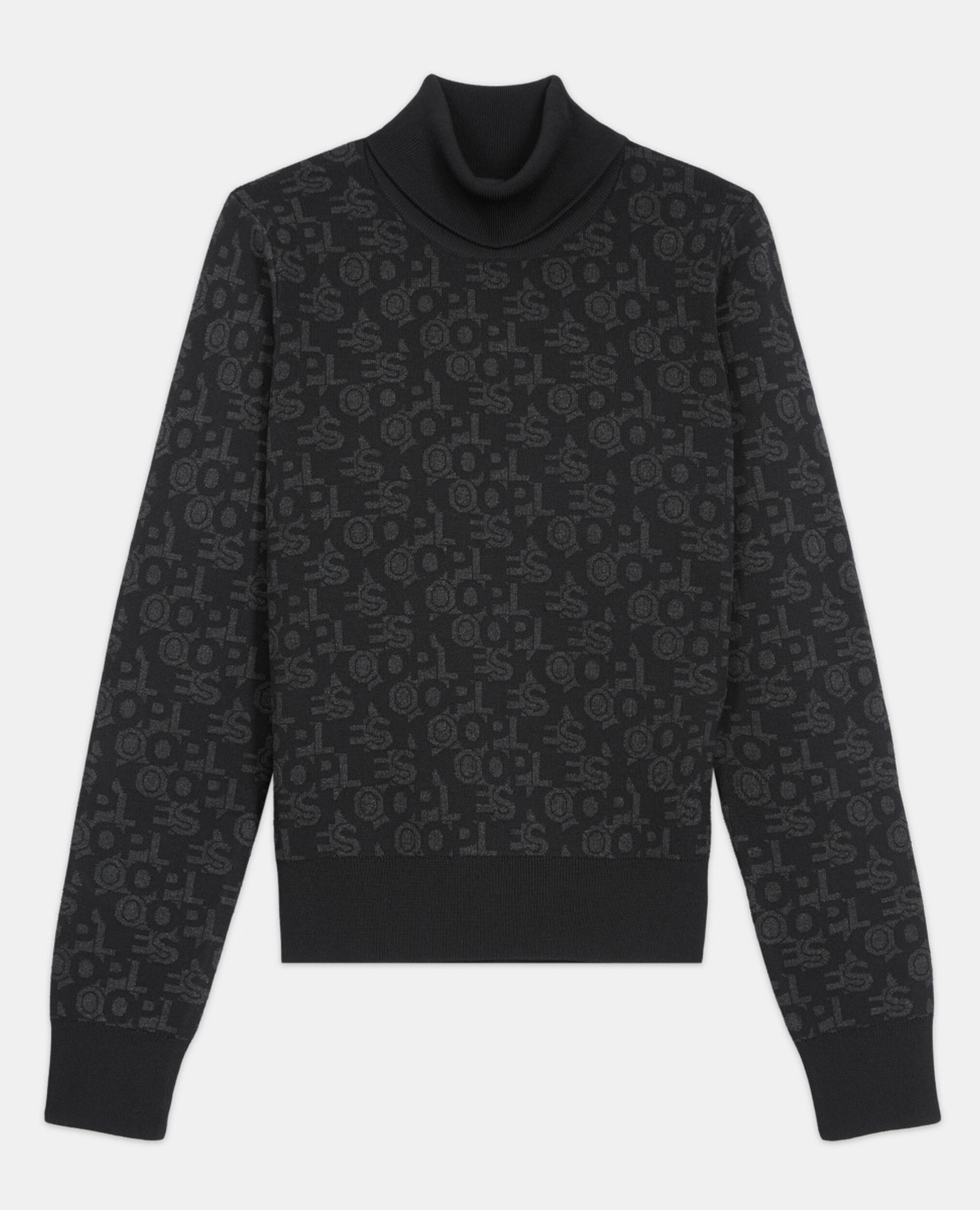 Black sweater with The Kooples logo, BLACK DARK GREY, hi-res image number null