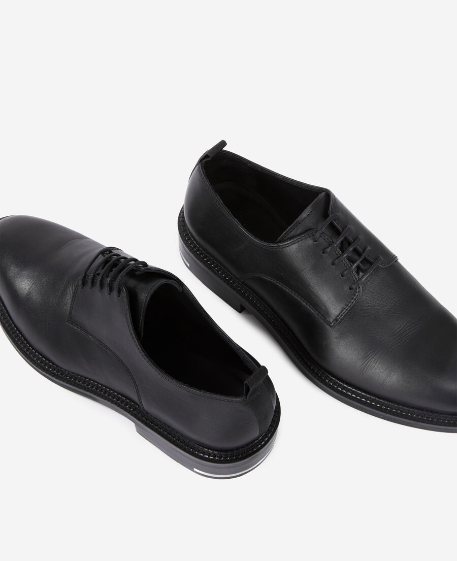 The Kooples MEN BLACK black leather lace-up shoes