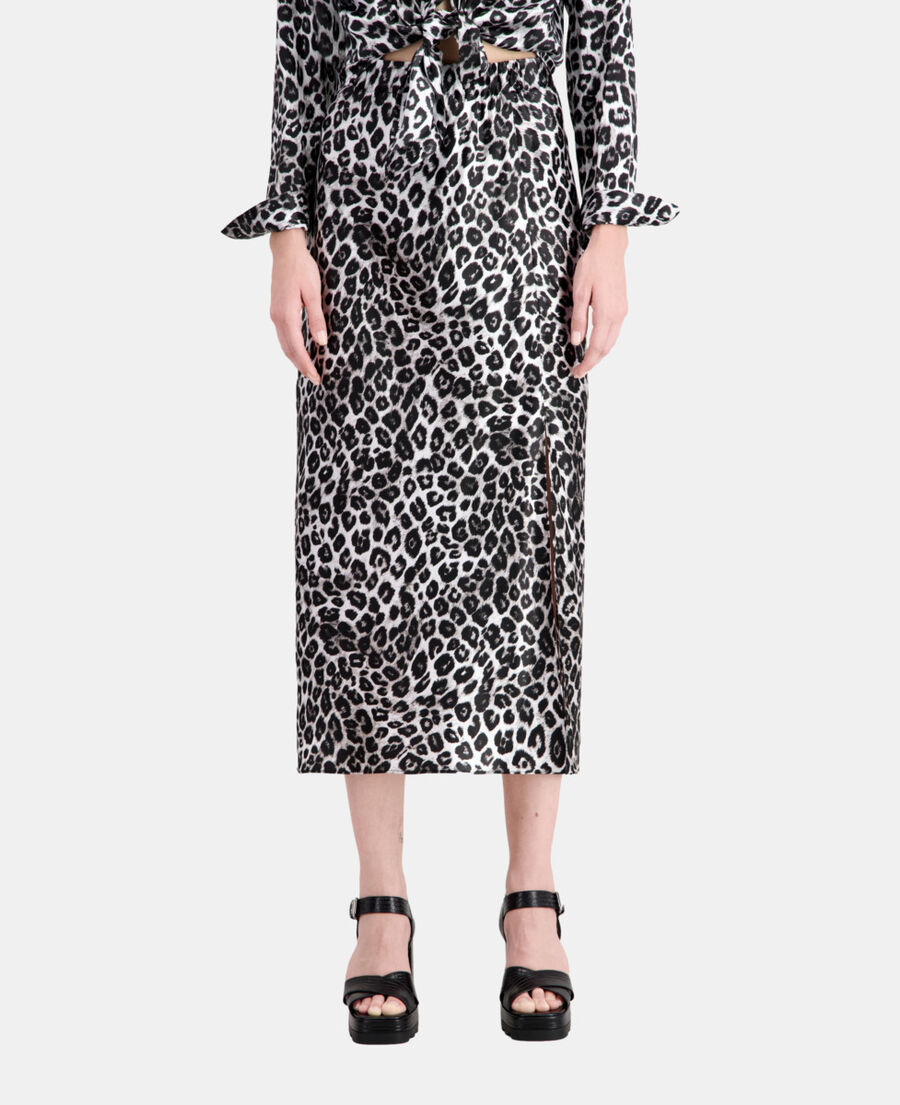 long printed silk skirt