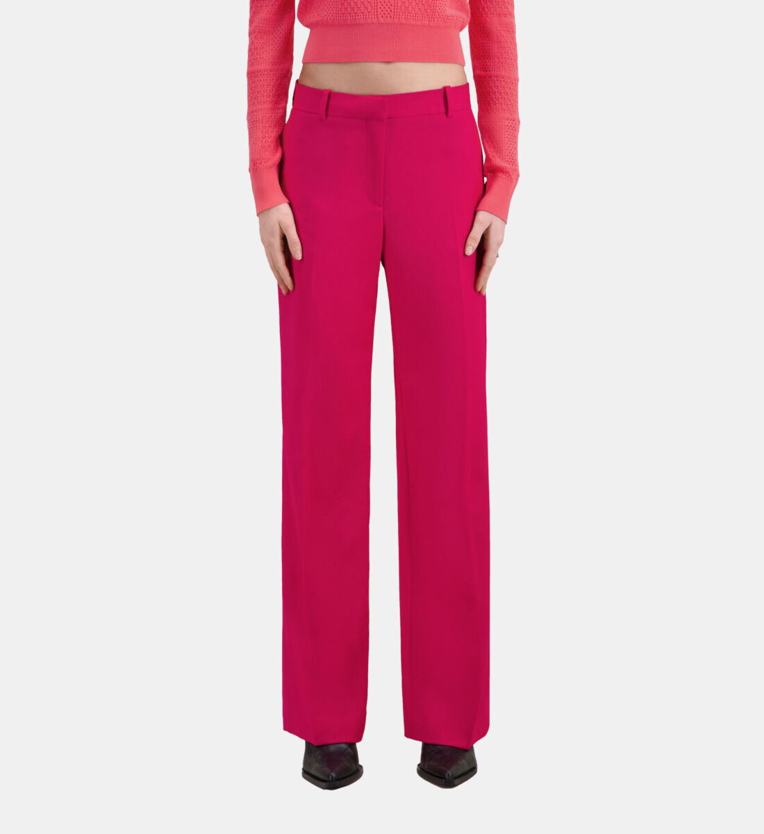 Pantalon tailleur en laine rouge The Kooples France
