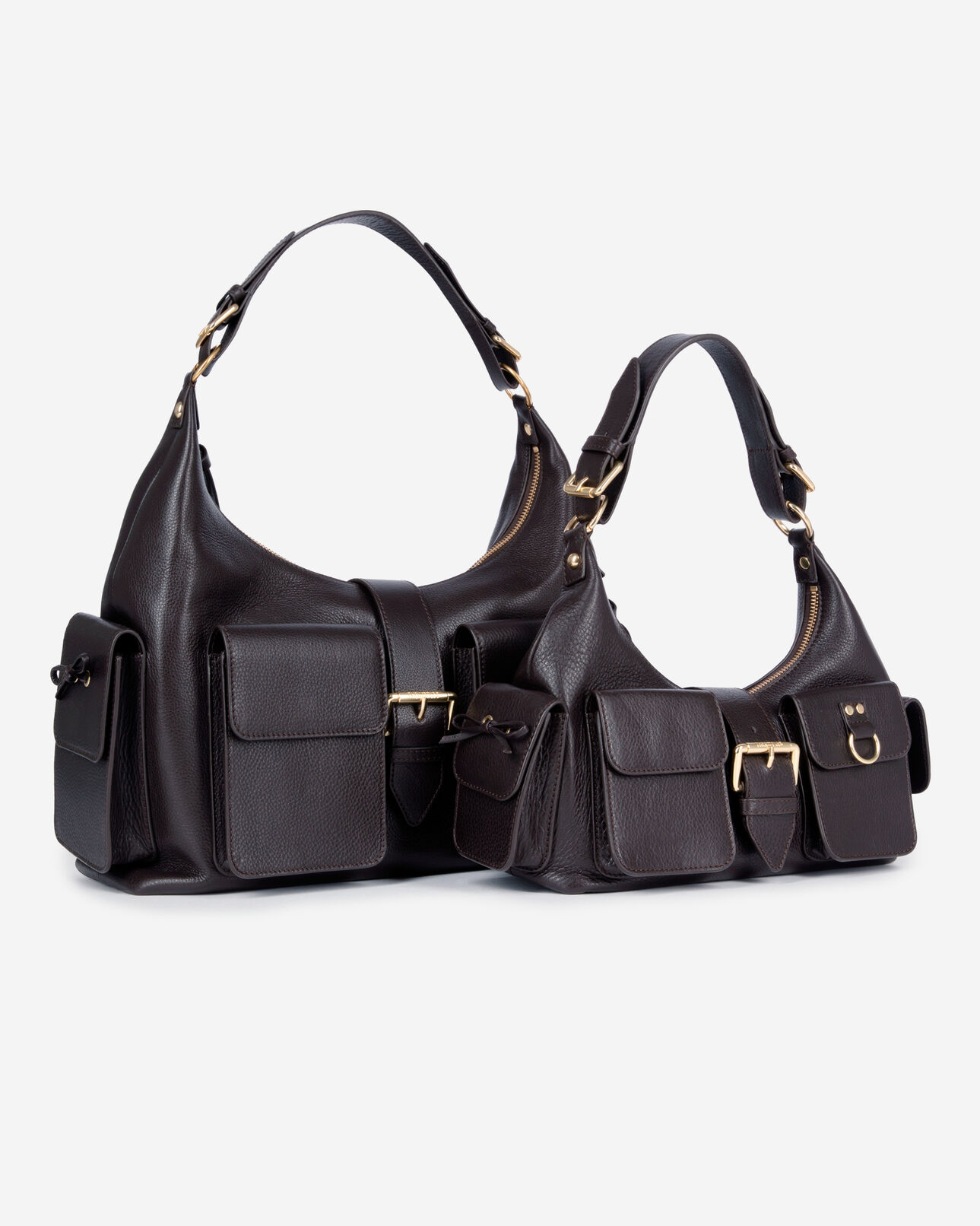 The Kooples FEMME BROWN sac amelia en cuir grainé marron