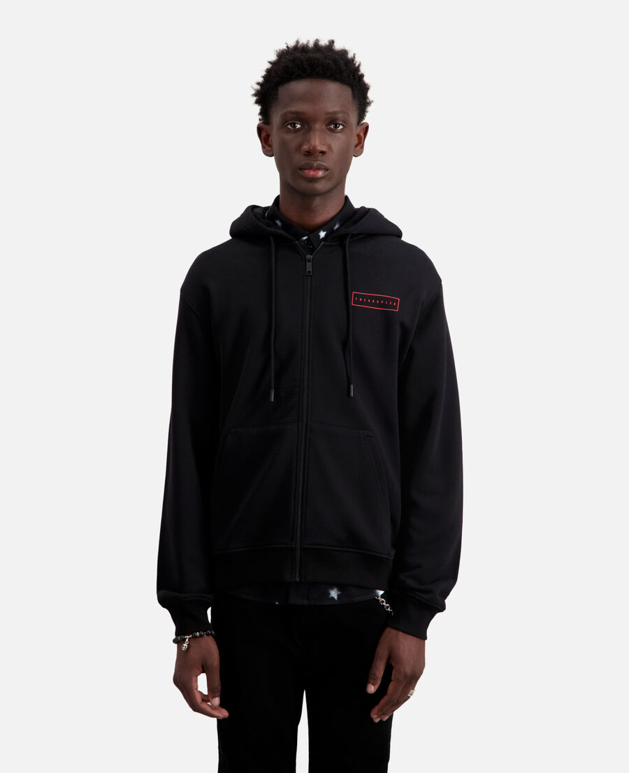 black hoodie with x rated serigraphy