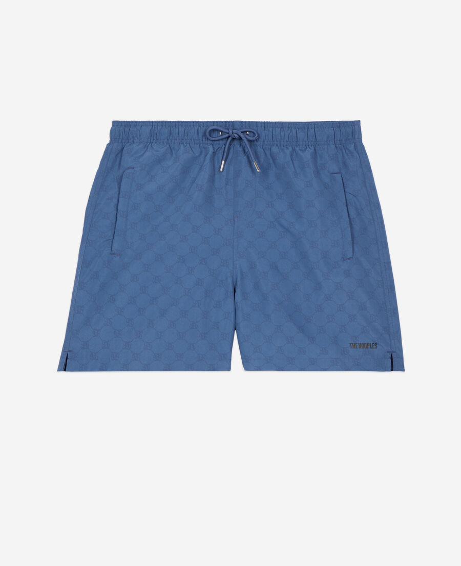 navy blue monogram swim shorts