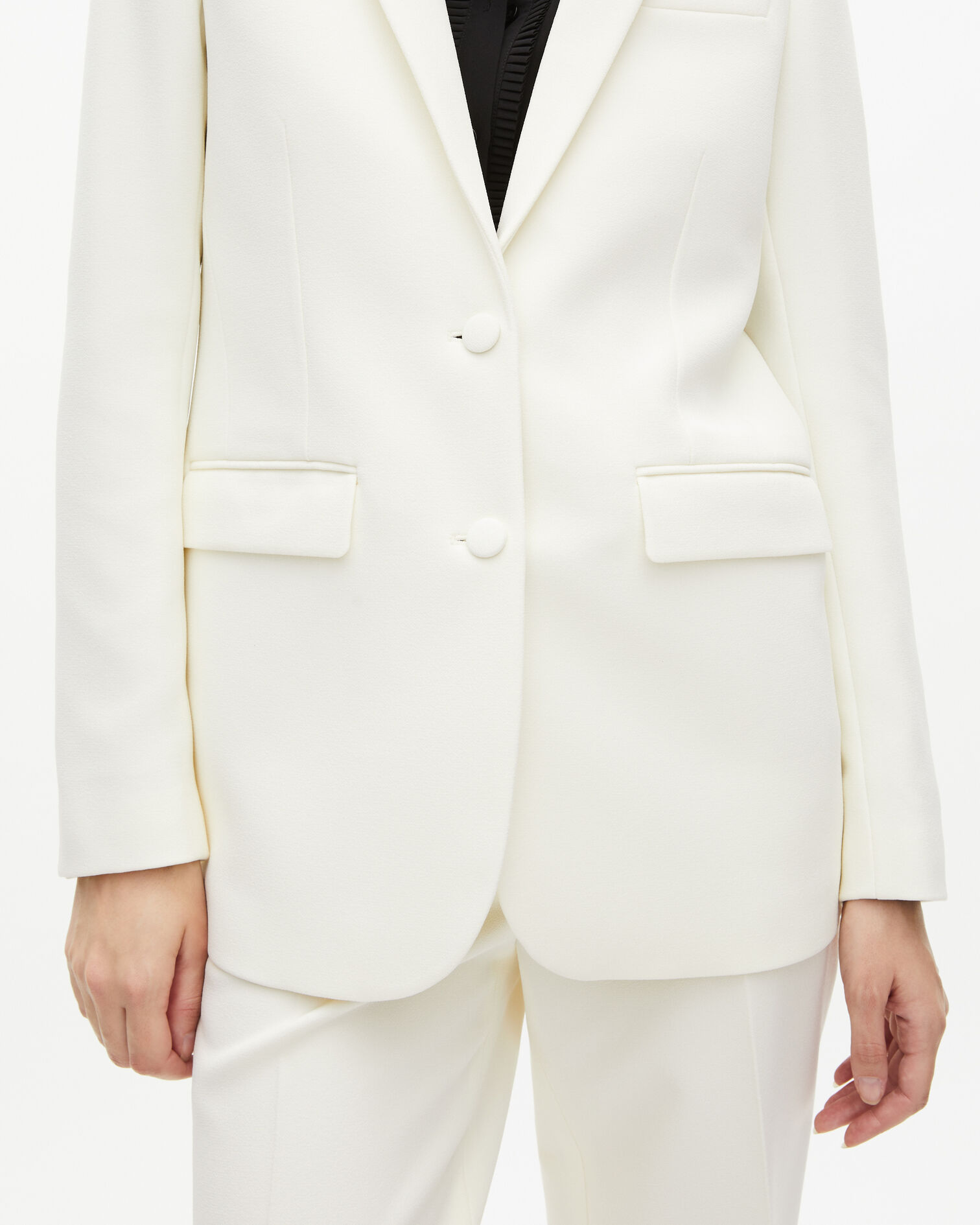 Ecru crepe suit jacket straight cut, ECRU, hi-res image number null