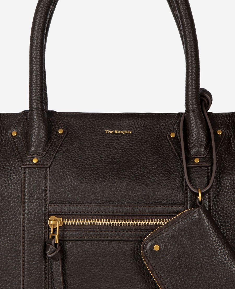 The Kooples F BROWN brown grained leather shopper bag