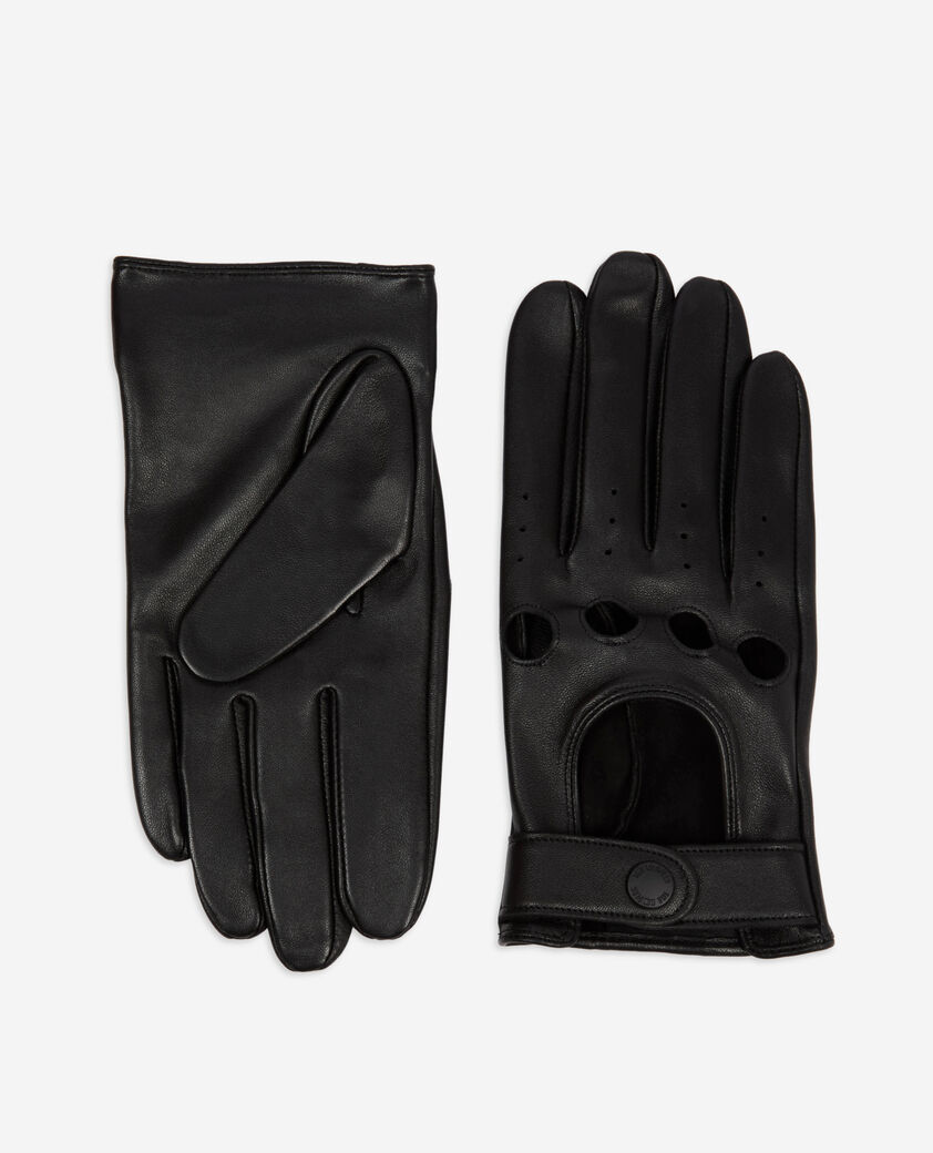 The Kooples HOMME BLACK gants style motard en cuir noir