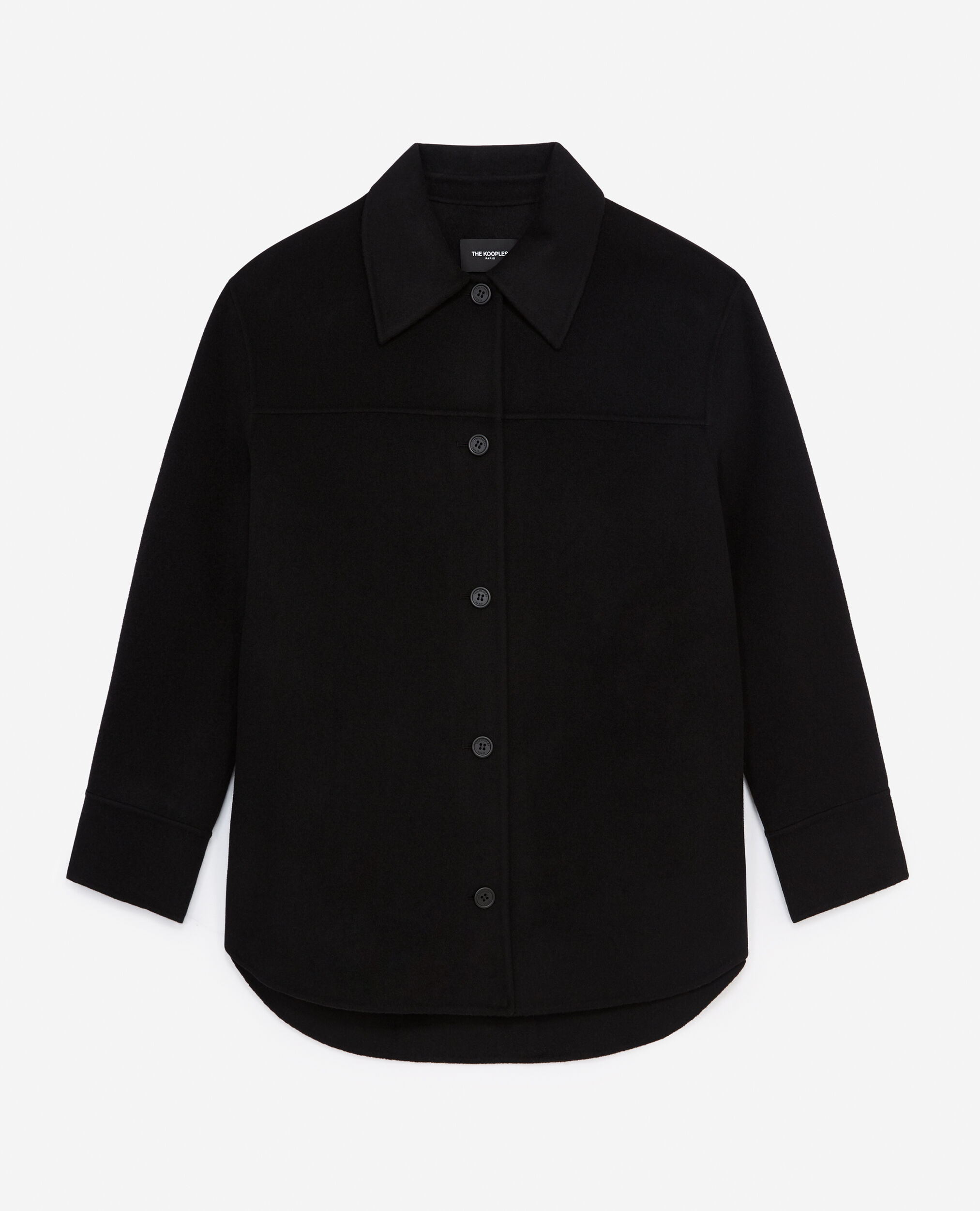 Wolljacke schwarz Jackenhemd-Stil, BLACK, hi-res image number null