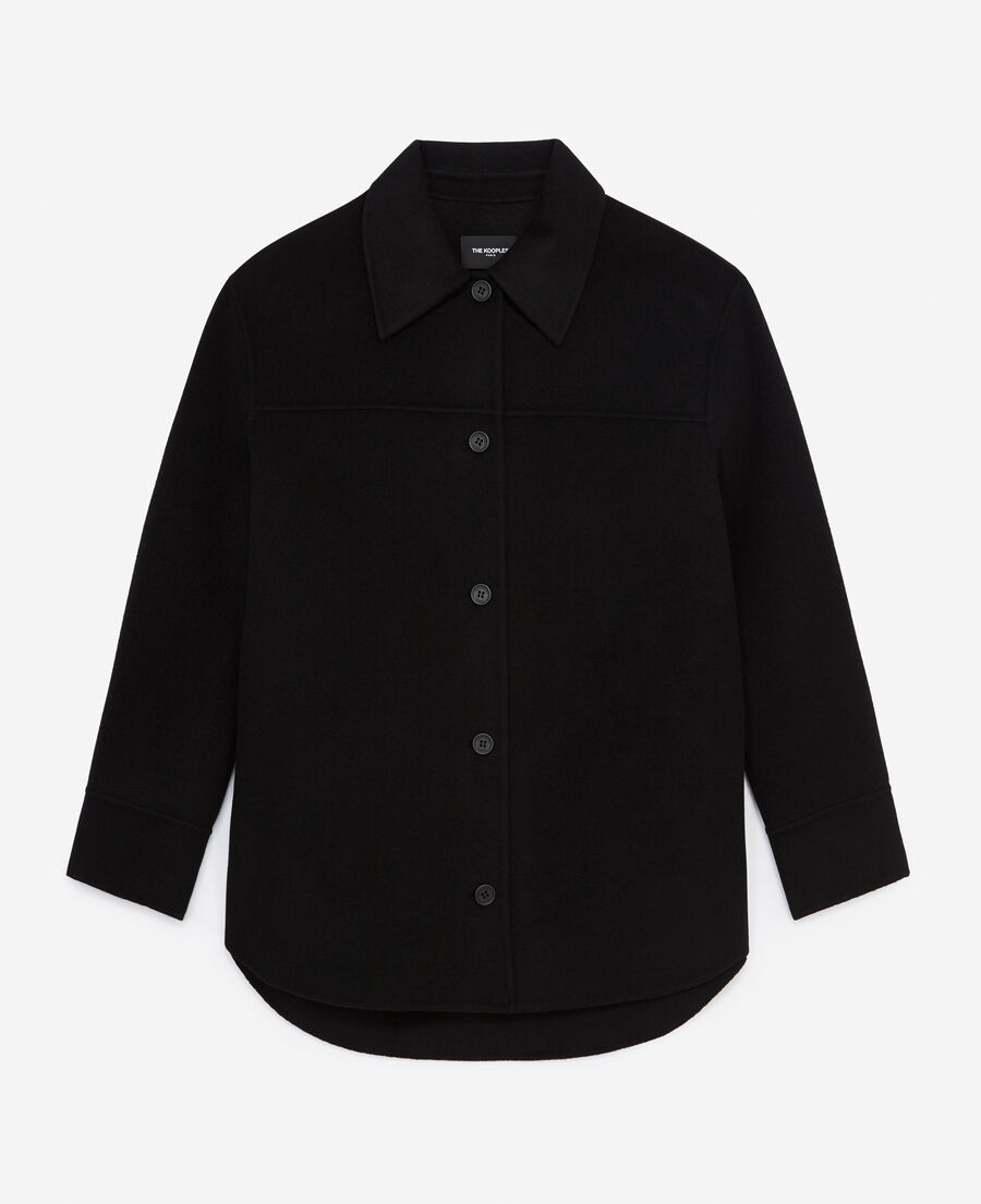 wolljacke schwarz jackenhemd-stil