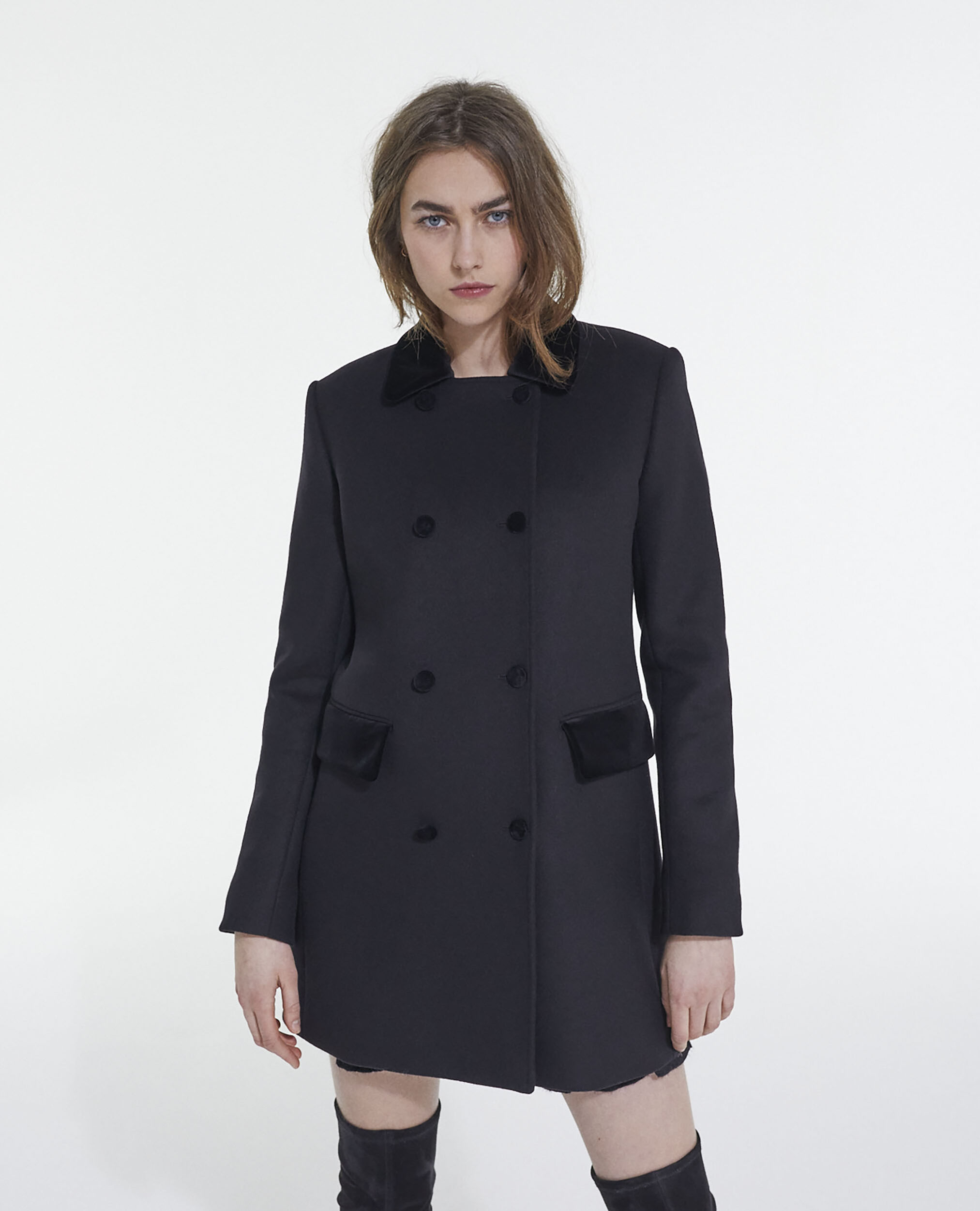 Manteau en laine et cachemire noir, BLACK, hi-res image number null