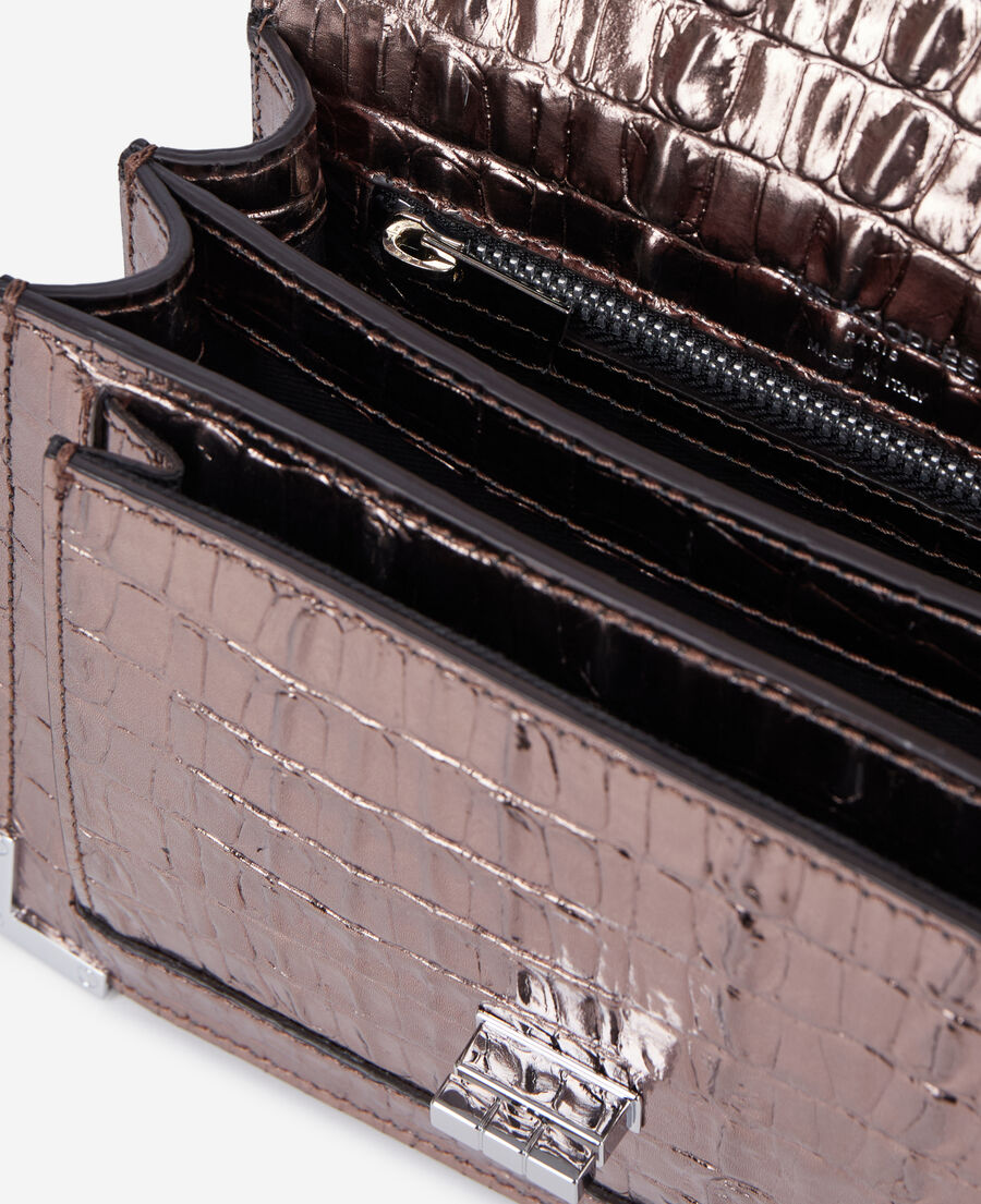 The Kooples WOMEN PINK BRONZE emily small bag in pink crocodile-effect leather