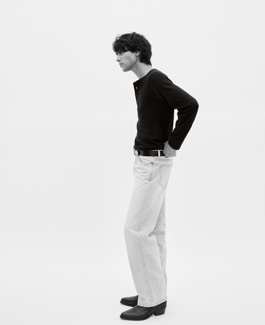 The Kooples MEN BLACK long-sleeved t-shirt with black crest