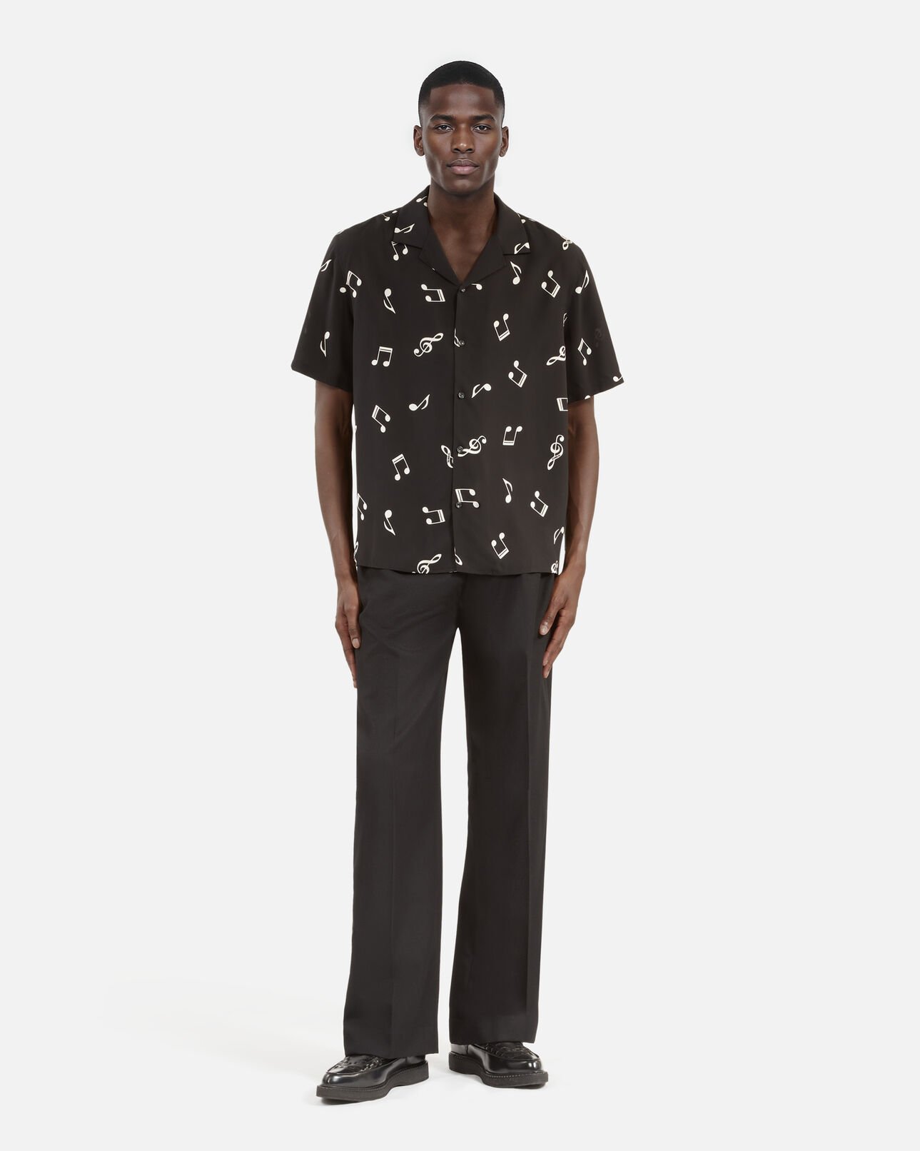 The Kooples HOMME BLACK WHITE chemise manches courtes imprimé musique