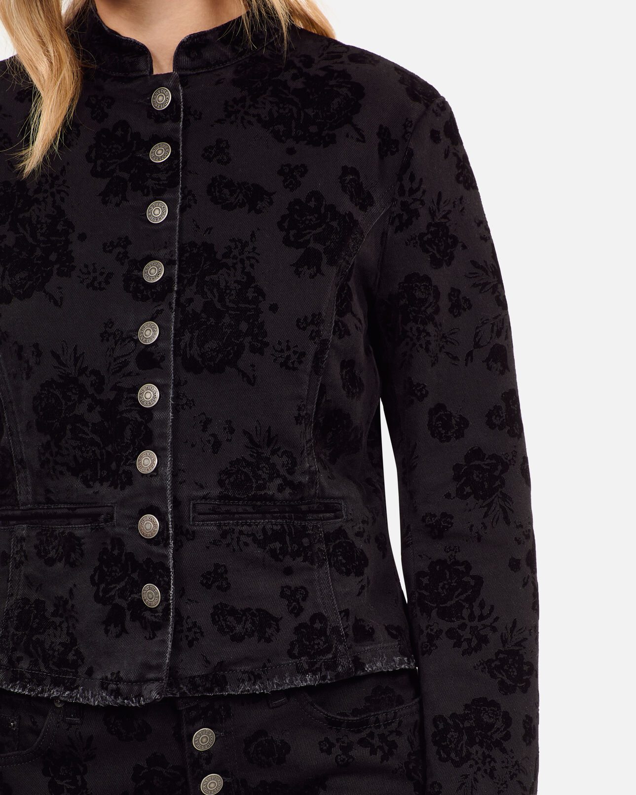 The Kooples WOMEN BLACK black denim jacket