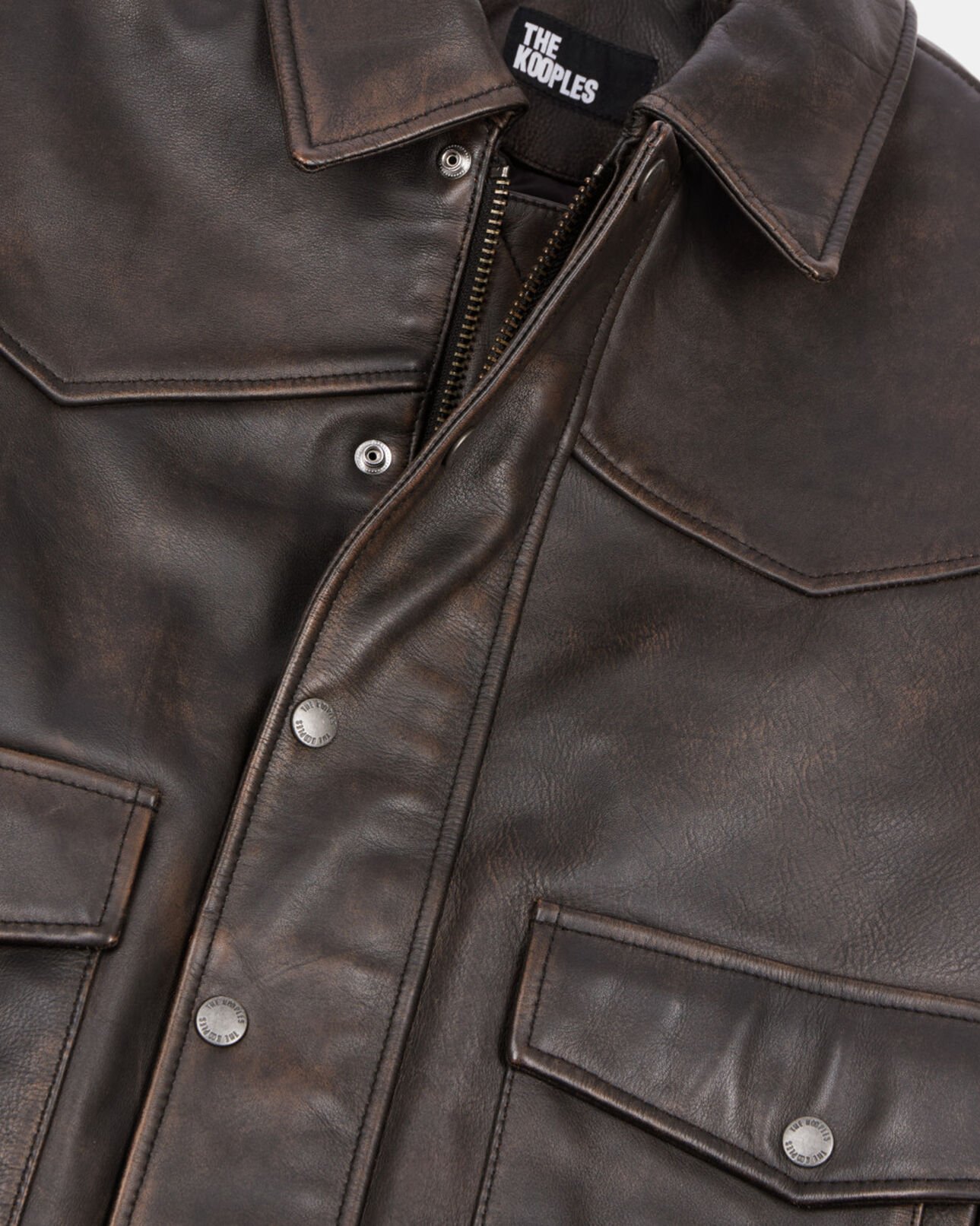 The Kooples HOMME DARK BROWN blouson en cuir marron