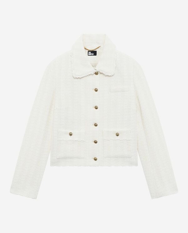 The Kooples F ECRU ecru tweed jacket