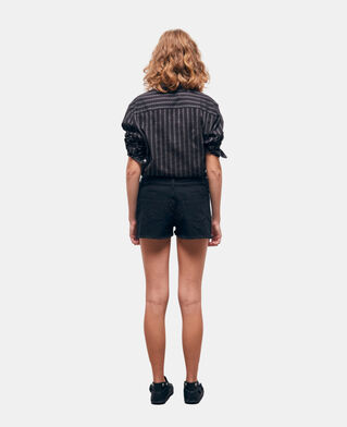 The Kooples DAMEN BLACK schwarze denimshorts mit englischer stickerei
