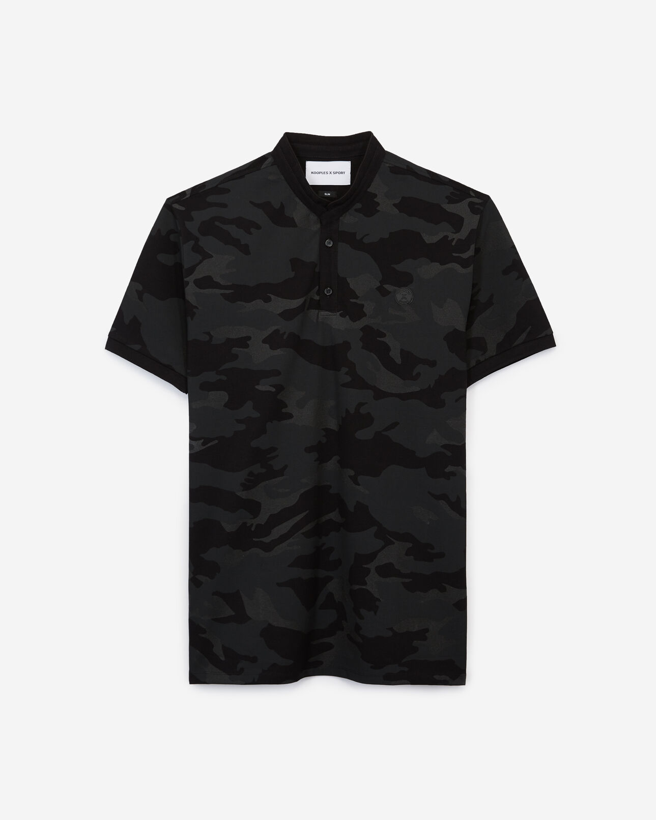 The Kooples HERREN BLACK poloshirt mit all-over-hawaii-wunderland-aufdruck