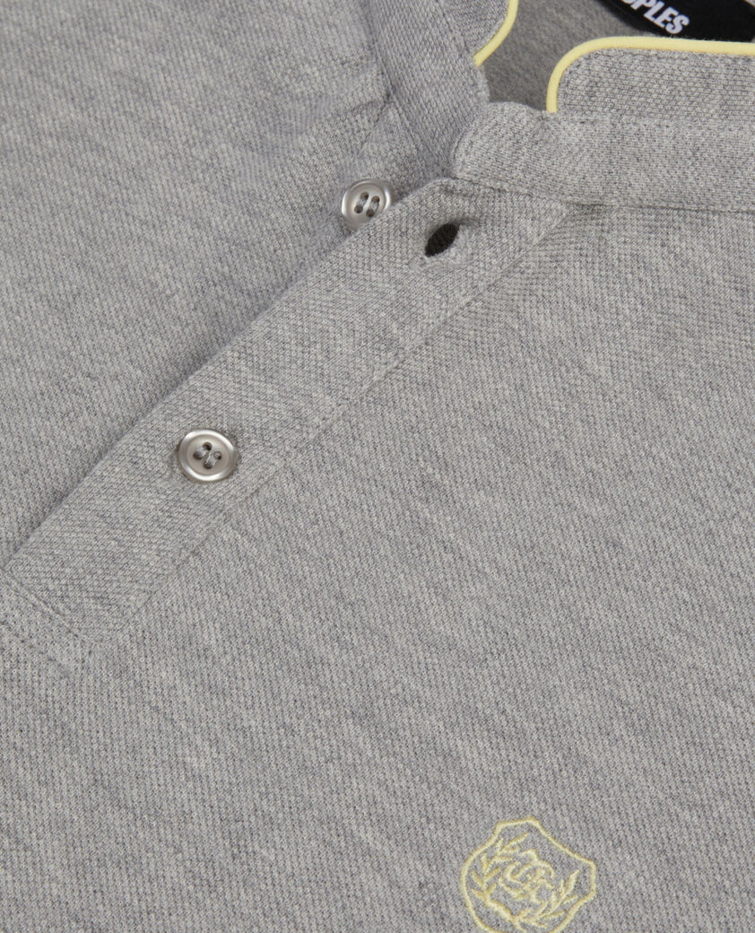 The Kooples HOMME GREY YELLOW polo en coton piqu&eacute; gris
