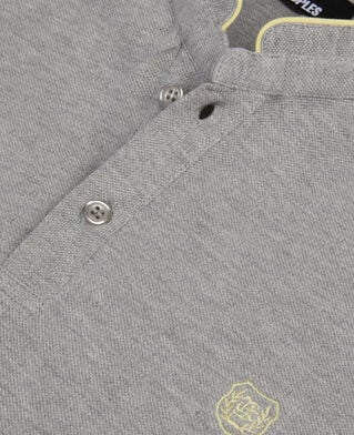 The Kooples HOMME GREY YELLOW polo en coton piqu&eacute; gris