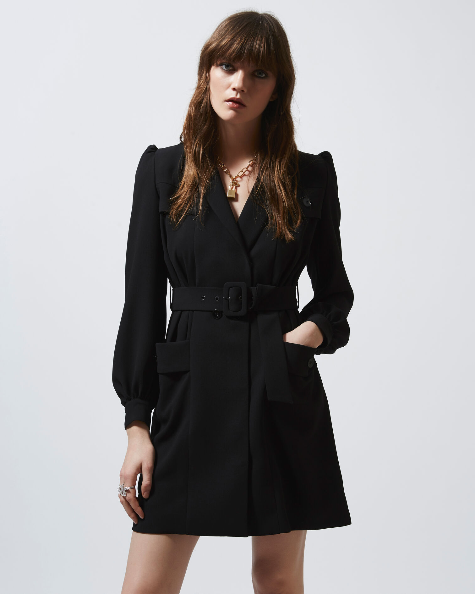 Black tailored formal rock-style dress, BLACK, hi-res image number null