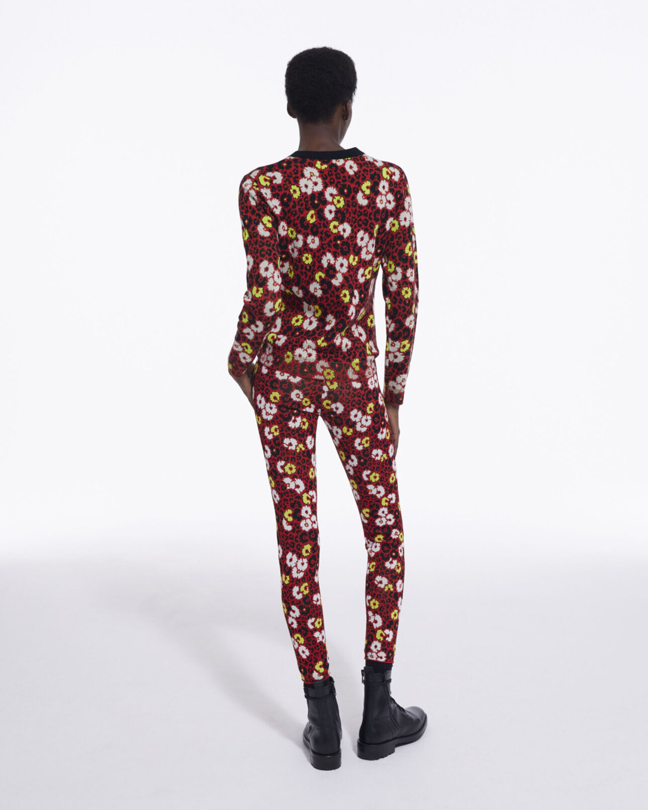 The Kooples WOMEN DARK RED floral print wool sweater