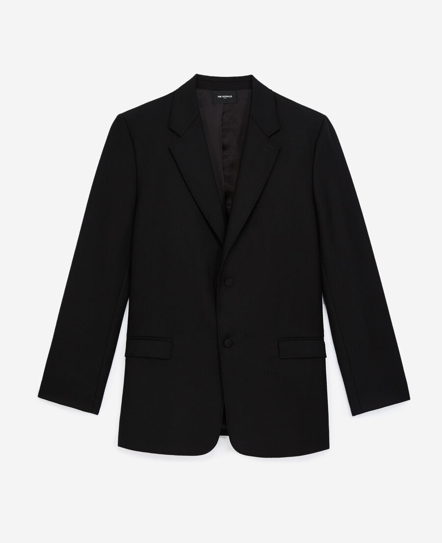 black jacket with covered buttons