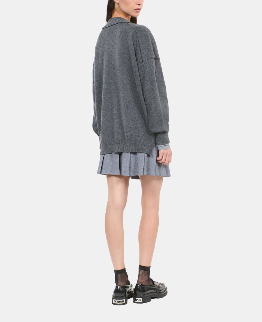 The Kooples FEMME ANTHRACITE MELANGE cardigan en cachemire gris