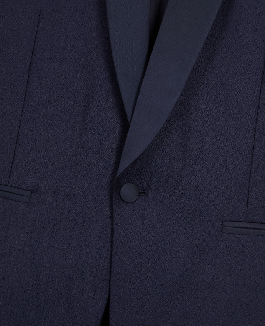 The Kooples HOMME NAVY veste de smoking en laine bleu marine coupe ajust&eacute;e