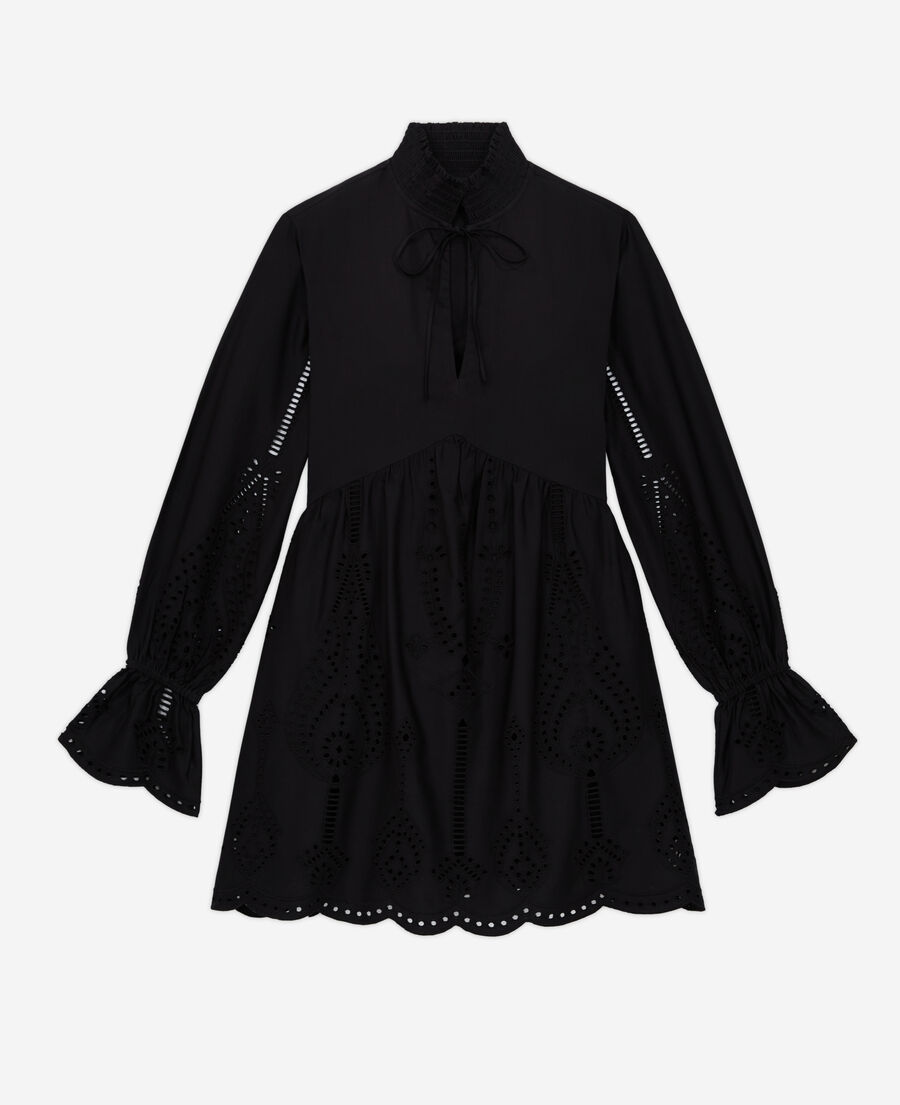 short black dress with broderie anglaise