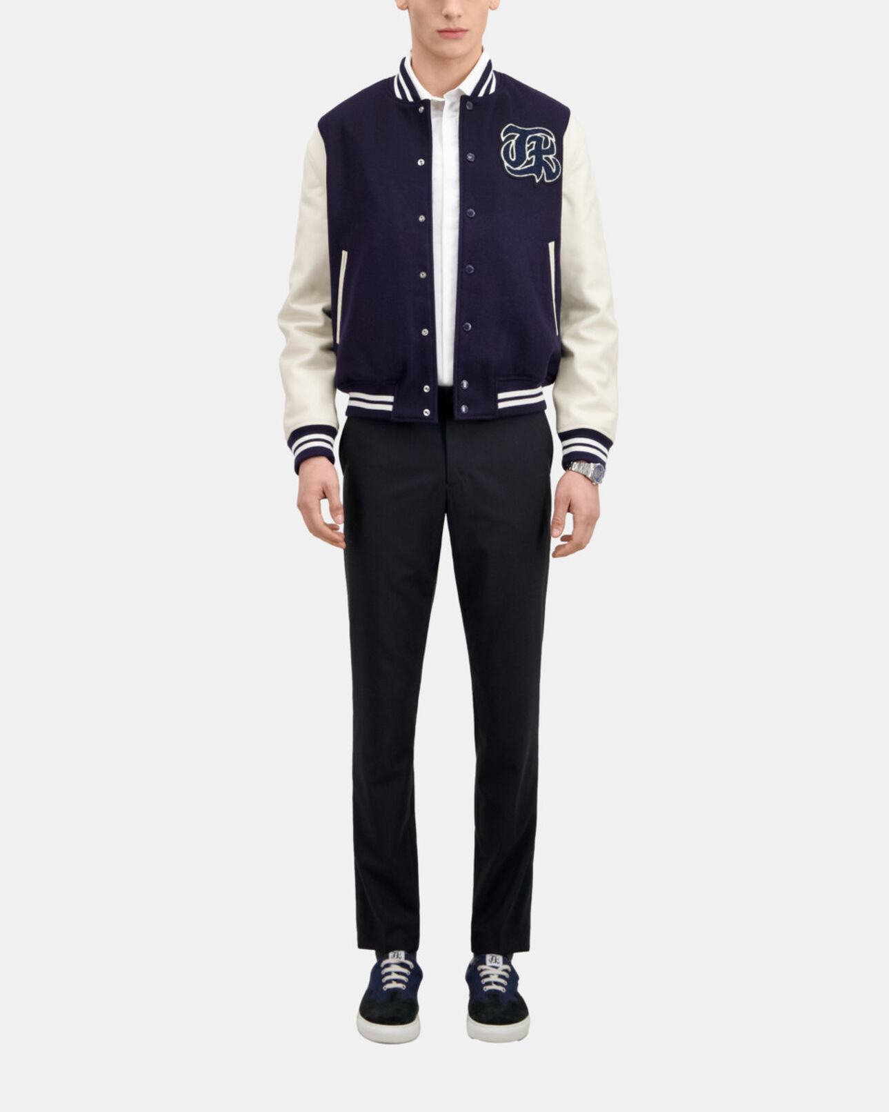 The Kooples HOMME NAVY blouson teddy avec patch bleu marine