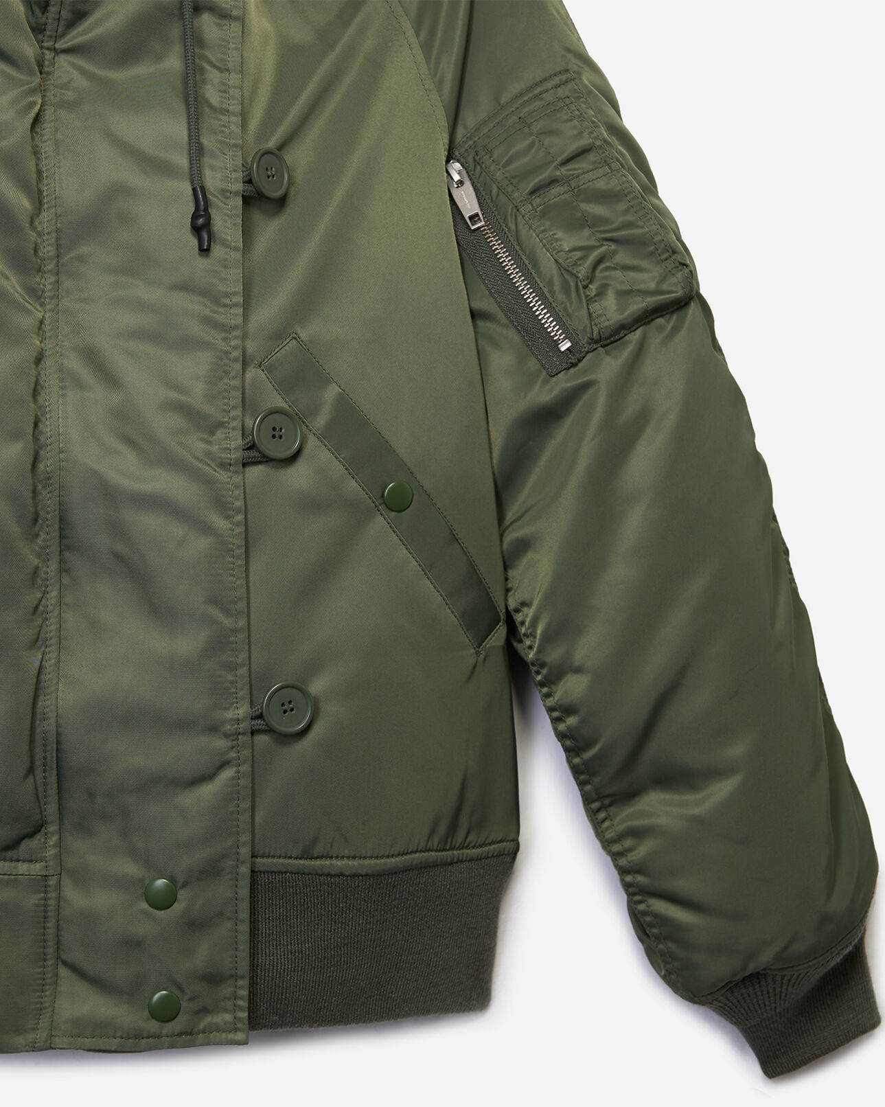 The Kooples FEMME KAKI blouson bombers kaki doublure fourrure