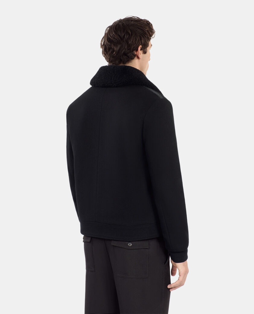 The Kooples HOMME BLACK blouson aviateur en laine mélangée noir