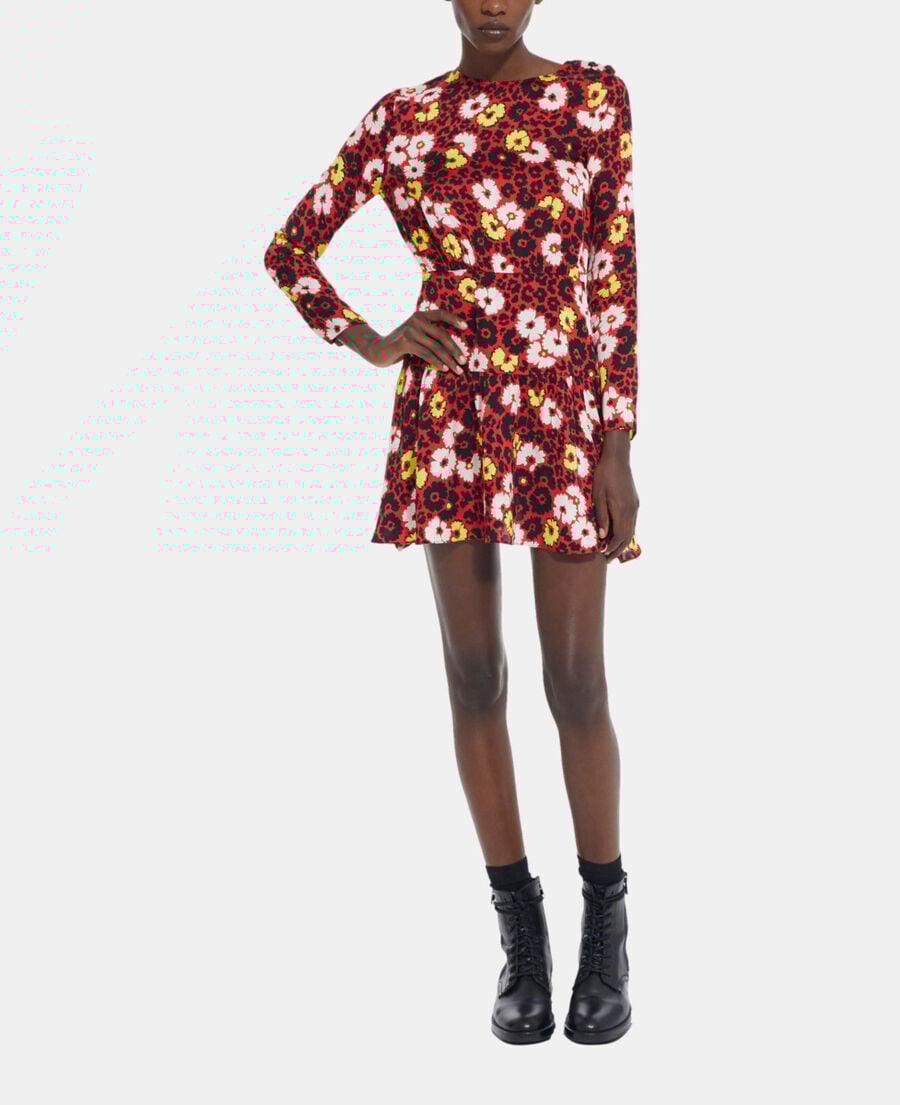 The Kooples FEMME RED / YELLOW robe courte imprimé fleuri