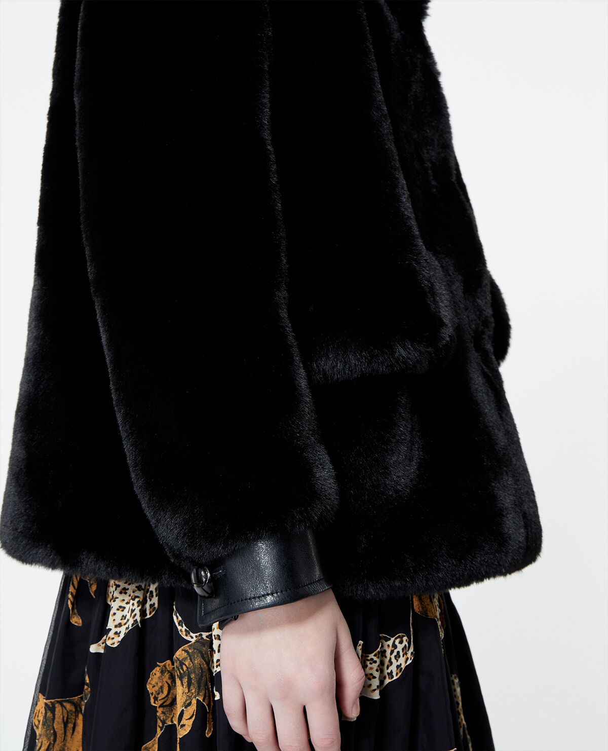 Short black faux fur coat The Kooples UK