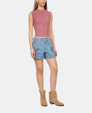 The Kooples DAMEN PINK WOOD lila stricktop mit ajour-details