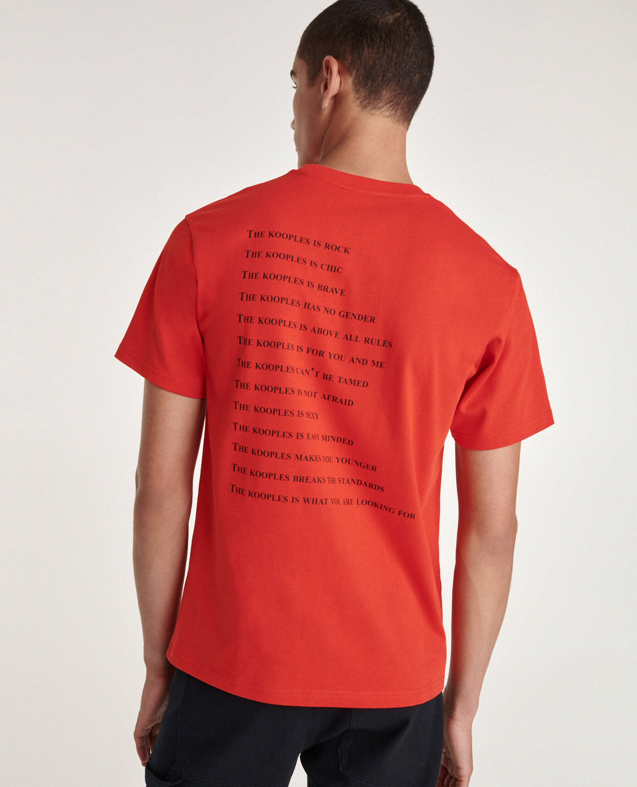T-shirt rouge coton à imprimé what is, RED, hi-res image number null