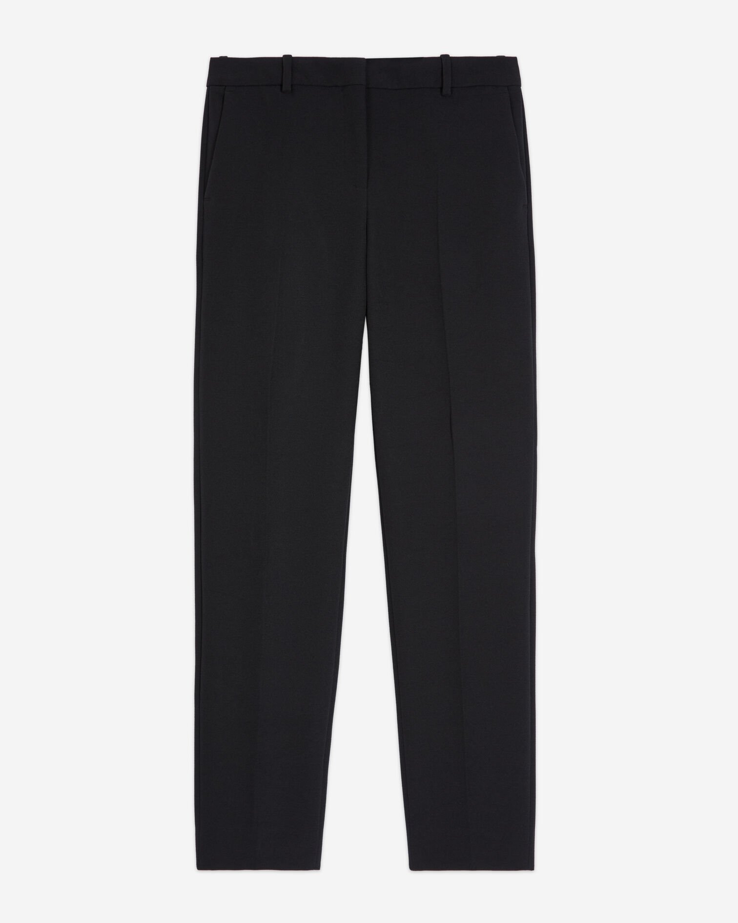 Straight cut black crepe tailored pants, BLACK, hi-res image number null