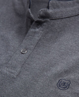 The Kooples H GREY-NAVY dark gray embroidered polo w/ officer collar