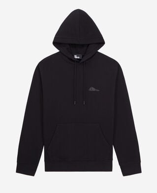The Kooples MEN BLACK men's black hoodie with graphic logo serigraphy