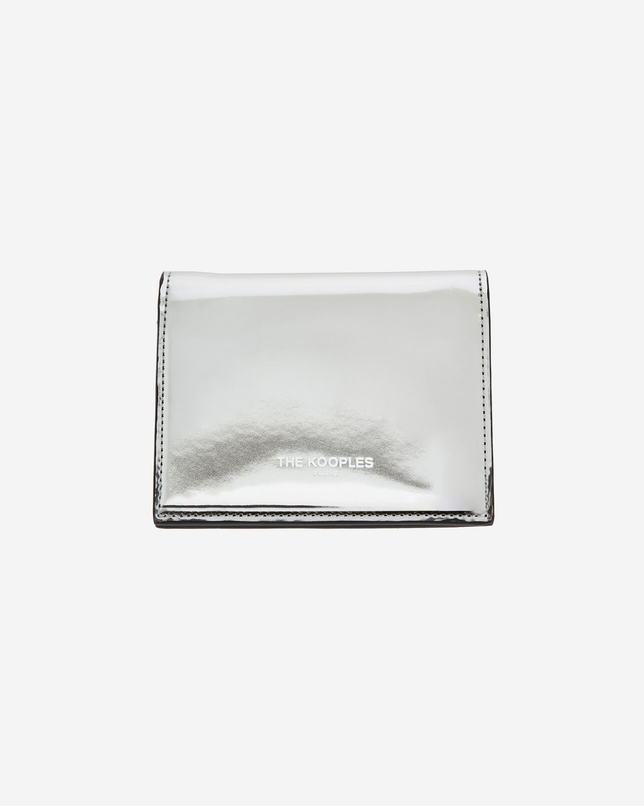 The Kooples WOMEN SILVER silver leather wallet with integrated mirror