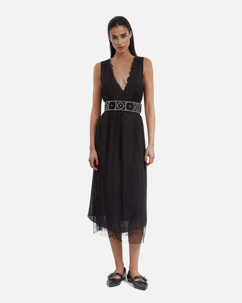 The Kooples MUJER BLACK vestido largo encaje negro