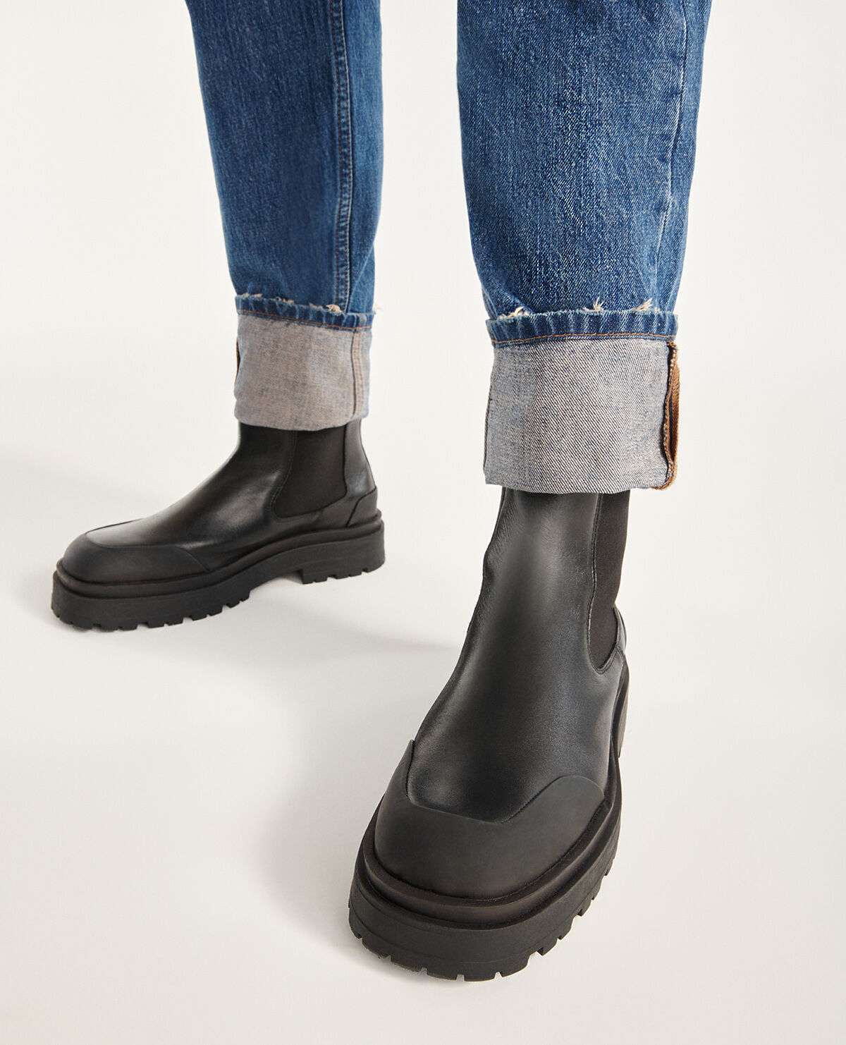 High top black leather platform Chelsea boots The Kooples